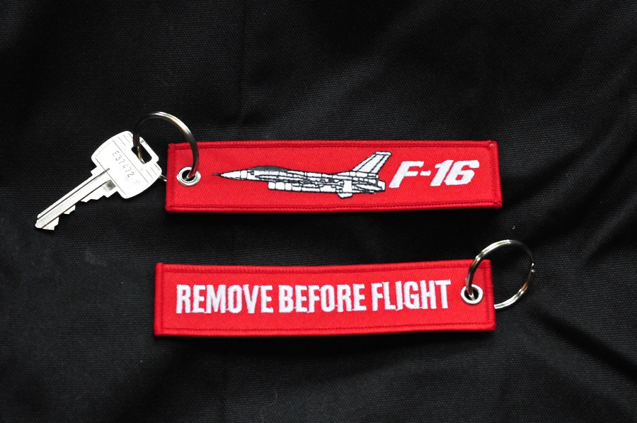 Remove Before Flight F-16 Falcon USAF Embroidered Key Chain Fob 