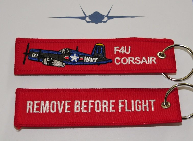 F4U Corsair embroidered keyring keychain babage label