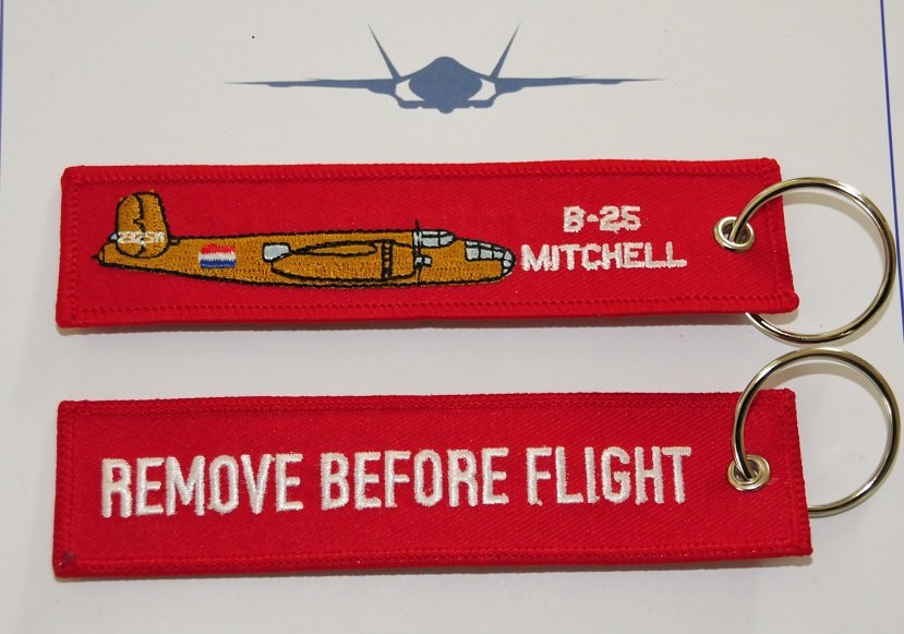 B-25 Mitchell embroidered keyring keychain babage label