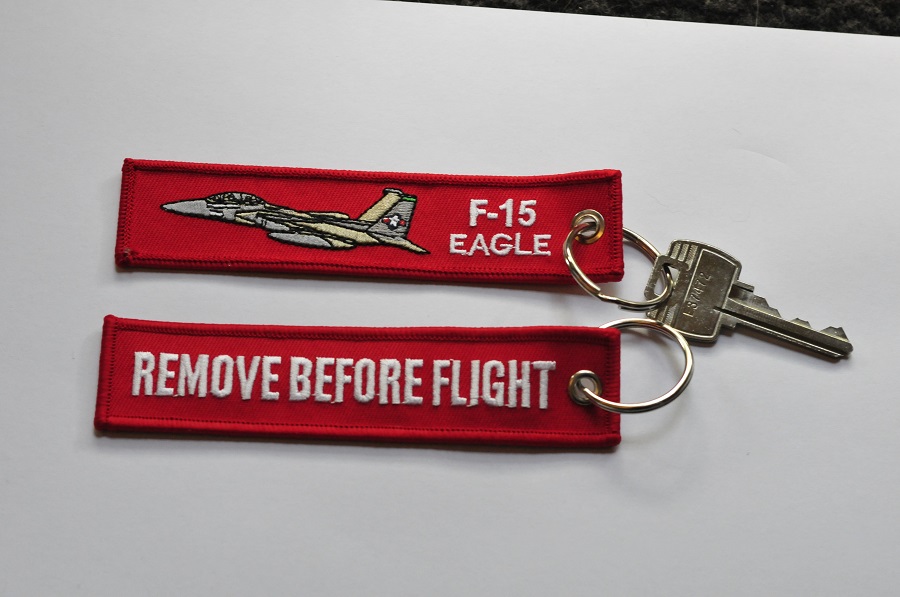 F-15 Eagle keychain keyring Remove Before Flight embroided Key Chain
