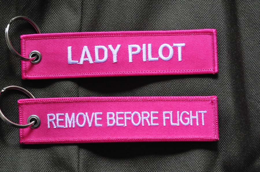 Lady Pilot keychain keyring Remove Before Flight