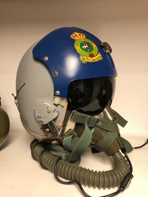 Gentex HGU-2 flight helmet & MBU-5 oxygen mask 32nd TFS Wolfhounds marking