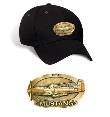 P-51 Mustang Luxury baseball cap with metal emblem P-51 Mustang brass cap