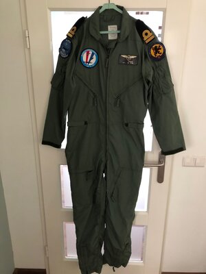 KLu pilot suit 54/196 with patches, name tag, officer stripes
