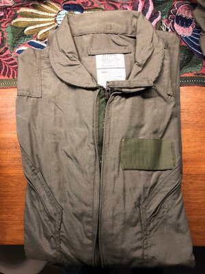 Nomex CWU-27 flight suit size 44L new sage-green