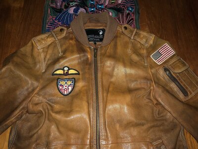 Top Gun Flying Tigers Leather Jacket Brown / S