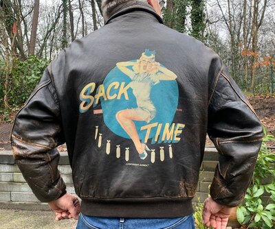 Avirex N.Y. brown leather A-2 flight bomber jacket