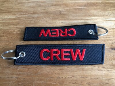 CREW embroidered keyring keychain  color black & red letters