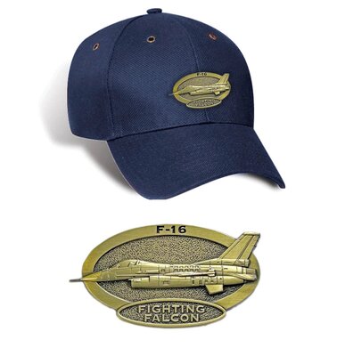 F-16 Fighting Falcon Luxury baseball cap with metal emblem F-16 Fighting Falcon brass cap