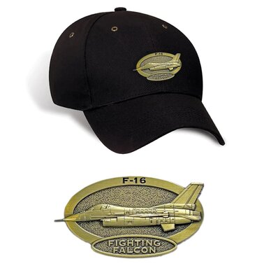 F-16 Fighting Falcon Luxury baseball cap with metal emblem F-16 Fighting Falcon brass cap