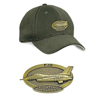 F-16 Fighting Falcon Luxury baseball cap with metal emblem F-16 Fighting Falcon brass cap