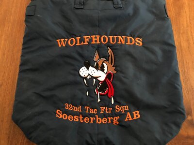 Gentex Helmet bag with emboidered 32nd TFS Wolfhounds Soesterberg AB, NL blue color