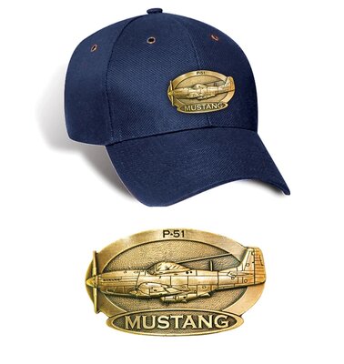 P-51 Mustang Luxury baseball cap with metal emblem P-51 Mustang brass cap