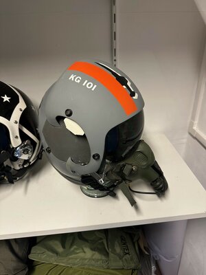 HGU-55/P flight helmet with green MBU-12/P oxygen mask F-104 Starfighter fighter pilot