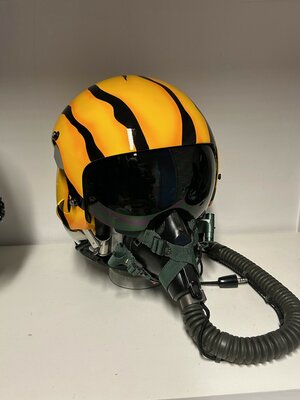 HGU-55/G flight helmet & MBU-5/P oxygen mask JaboG 32 Lechfeld AFB 1st Squadron Tiger painting