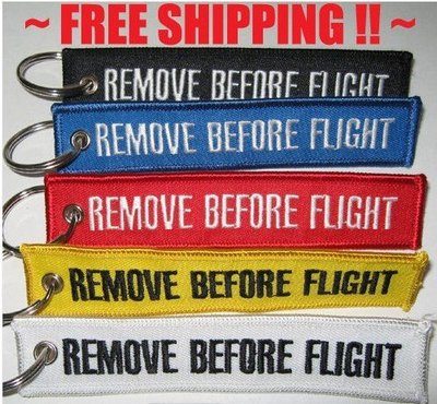 Remove before flight keychains keyring luggage tags (set 2 pieces) choice in 7 colors - postage free