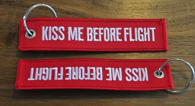 KISS ME BEFORE FLIGHT (RED) keychain keyring