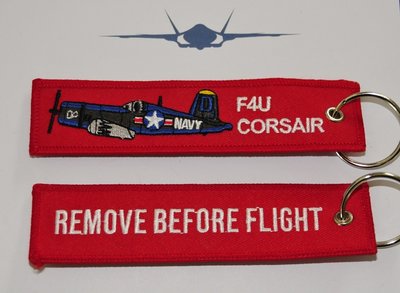 F4U Corsair embroidered keyring keychain babage label
