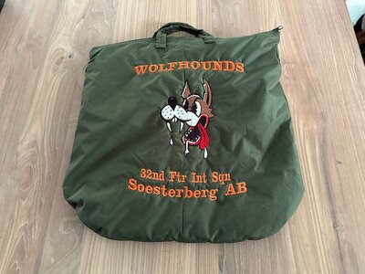 Gentex helmet bag with 32nd Fighter Interceptor Squadron embroidery Wolfhounds