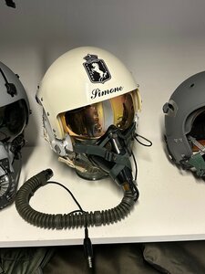 HGU-2M/P flight helmet + MBU-5/P oxygen mask 4th Stormo markings Gold Visor