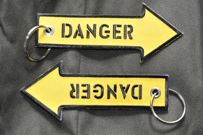 Danger Keyring Keychain embroidered Key Chain