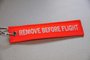 REMOVE BEFORE FLIGHT keychain keyring (orange + white letters)_