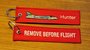 Hunter KLu keyring keychain bagagelabel Remove Before Flight_