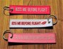 set 2: Kiss Me Before Flight Keychains Keyrings Key Chains 3 different colors_